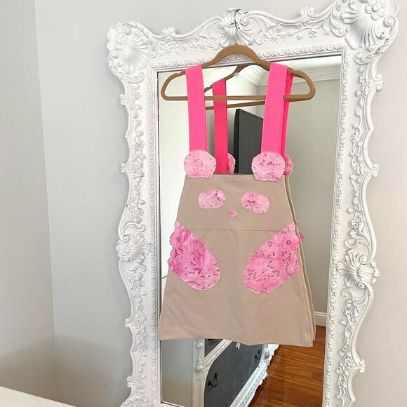 New York Couture One of a Kind PINK Dyed Panda Dress - Picture 2 of 7